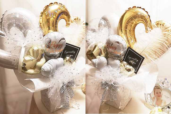 【選択用ミニシェイプバルーン】 オープンハート ホログラムシャンパンゴールド 30cm