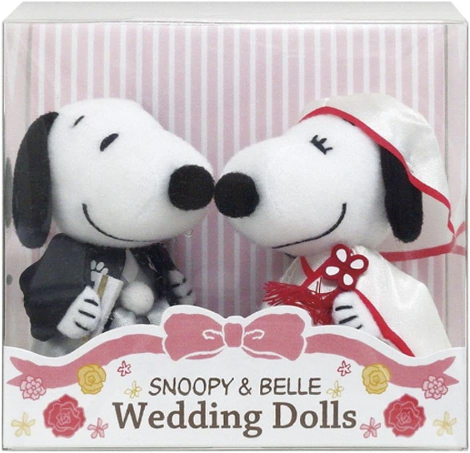 新郎新婦 ぬいぐるみ スヌーピー おしゃれ 虹色 レインボーローズ ソープフラワー 結婚式 電報 - 結婚祝パステルコンフェッティ入りミニバルーン&レインボーローズ付スヌーピー ウェディング ミニマスコット