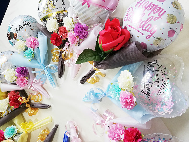 スヌーピー ぬいぐるみ 花 プレゼント 誕生日 結婚式 バルーン電報 成人式 開店祝 記念日 発表会など - 選べるミニバルーン花束ブーケ付きスヌーピーセット