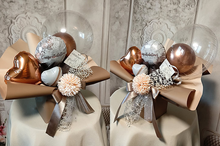 【選択用 卓上型バルーンアレンジメント】ミニプチ ニュアンスカラー ローズゴールド