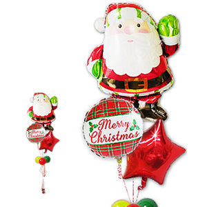 〔クリスマス飾り〕サンタの風船 - XMチェック ハイ!サンタ3バルーンセット<補充用ヘリウムガス付・本州送料無料>