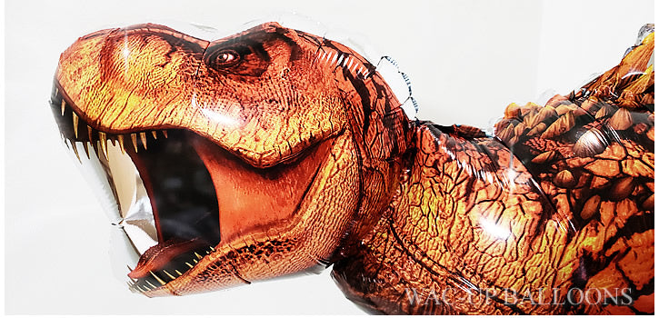 恐竜 誕生日 バルーン ティラノサウルス 子供 プレゼント 飾り付け - 恐竜ジュラシックワールドT-Rex<赤茶>4バルーンセット <補充用ヘリウムガス付・本州送料無料>