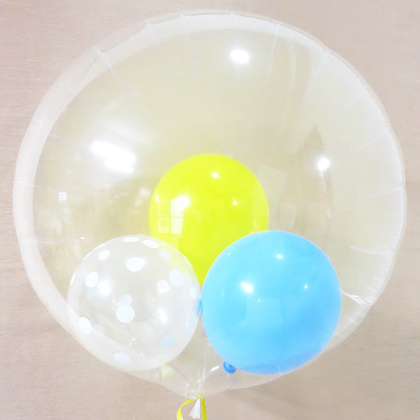 バルーンを追加【インプチ3丸:水色黄色クリアドット◆】