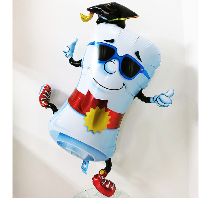 卒業祝い|ディプロマくんが運ぶバルーン電報 - ひょこひょこディプロマくん★ワンバルーンセット<補充用ヘリウムガス付>