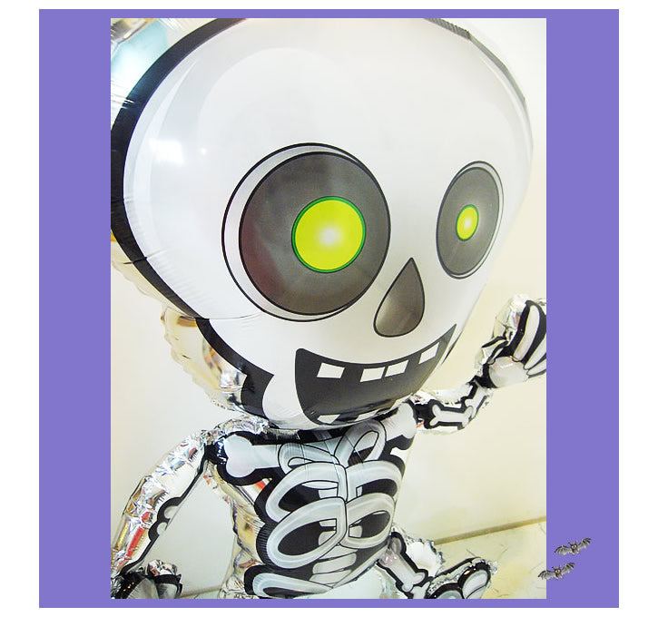 バルーン2つをダンシングスケルトンが運ぶ - ひょこひょこダンシングスケルトン2バルーンセット<補充用ヘリウムガス付>