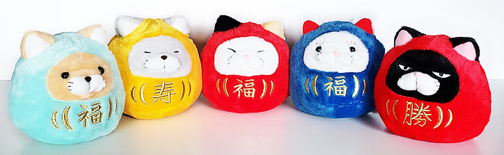ぬいぐるみ【ひげまんじゅう福だるま<黒豆>勝の金刺繍入り 】をセットに追加する♪