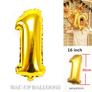 【選択用ミニシェイプバルーン】 16インチ数字ゴールド「1」 30cm