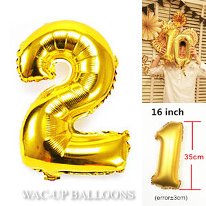 【選択用ミニシェイプバルーン】 16インチ数字ゴールド「2」 30cm