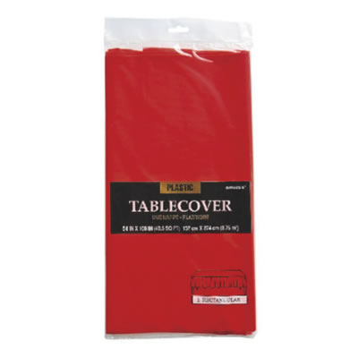 いつものテーブルが簡単にワンランクアップ!【OPプラスティックテーブルカバー:レッド】<セットに追加なら送料無料>