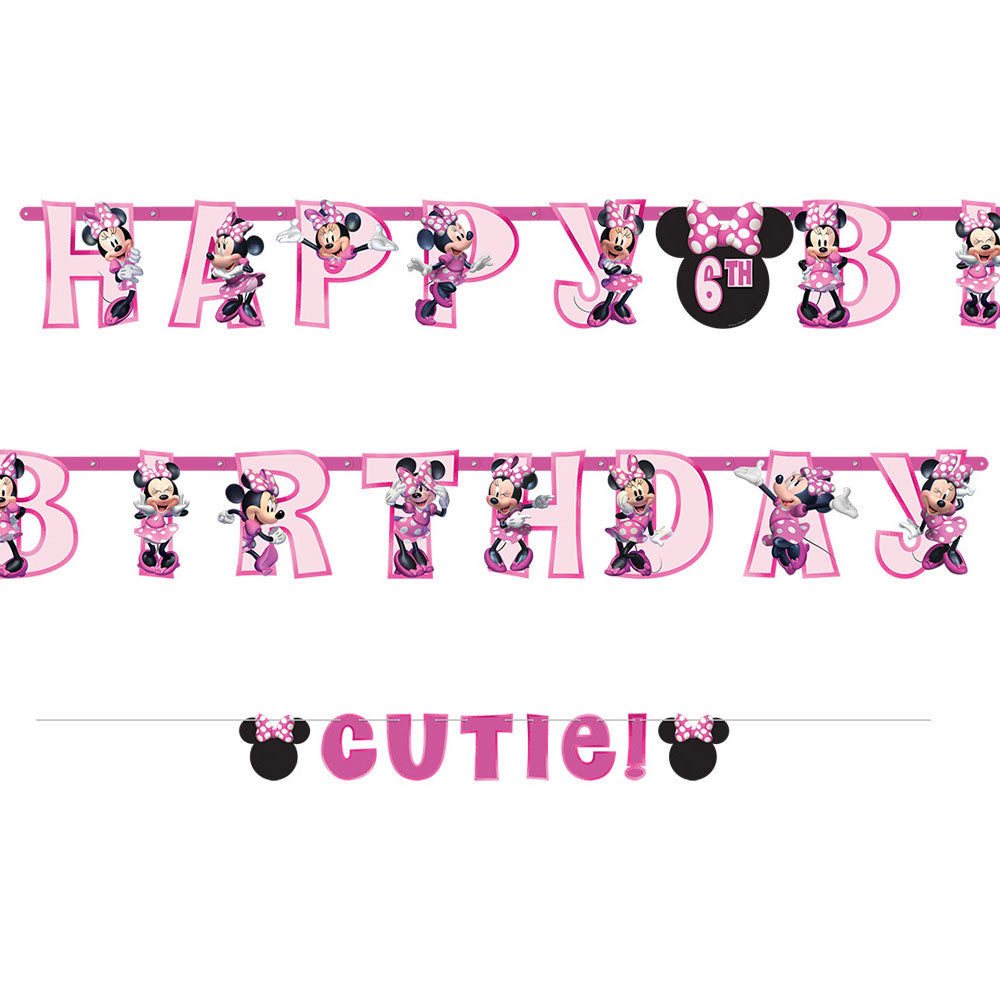 ミニーマウス 数字入り 誕生日バナー ディズニー パーティー 飾り付け - 【OPジャンボレターバナー:ミニーマウスフォーエバー】<セットに追加なら送料無料>