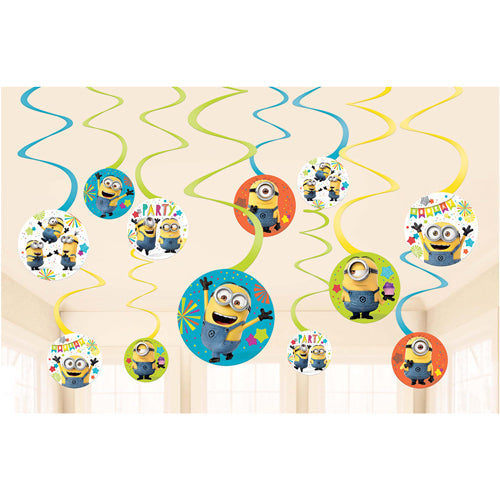 ミニオンズの飾りが天井からクルクル賑やかかわいい♪【OPスワールデコレーション:ミニオン】<セットに追加なら送料無料>