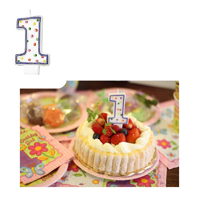 1歳 誕生日祝いに - 【OPポルカ数字キャンドル:数字の1】<セットに追加なら送料無料>