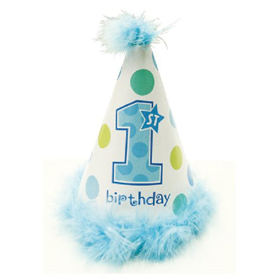 【訳アリ】1歳男の子用ハットをかぶって素敵なバースデーパーティに!【OPハット:1歳男の子コーン】<セットに追加なら送料無料>