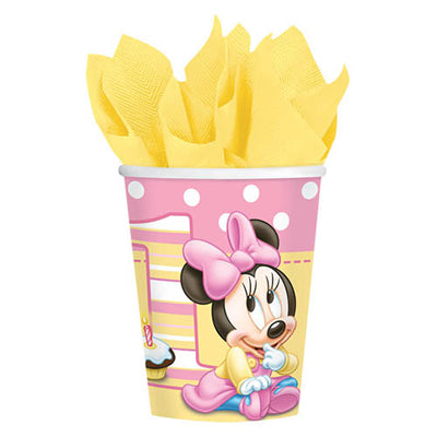 ベビーミニーのコップでファーストバースデーを盛り上げよう♪【OP紙コップ:1歳誕生日ミニー】<セットに追加なら送料無料>