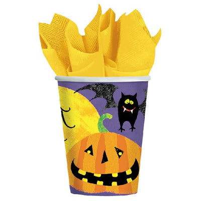 パンプキン柄のコップでハロウィンパーティを盛り上げよう♪【OP紙コップ:HWグルーサム】<セットに追加なら送料無料>