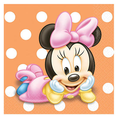 ベビーミニーの紙ナプキンでテーブルの上も可愛く♪【OP紙ナプキン:1歳誕生日ミニー】<セットに追加なら送料無料>