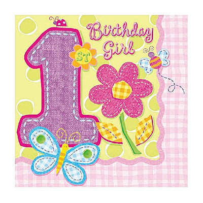 1歳の女の子誕生日に!【OP紙ナプキン:1歳誕生日女の子】<セットに追加なら送料無料>