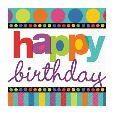カラフルポップな誕生日パーティに♪【OP紙ナプキン:ドットストライプ】<セットに追加なら送料無料>