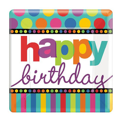 ドットストライプのプレートでカラフルパーティ!【OP紙プレート:ドットストライプ】<セットに追加なら送料無料>