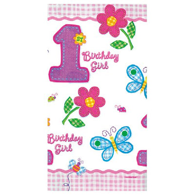 テーブルにかけるだけで女の子の1stバースデーパーティに☆【OPペーパーテーブルカバー:1歳誕生日女の子 】<セットに追加なら送料無料>