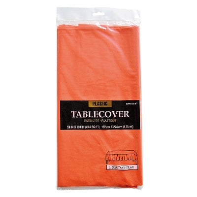 カバーをかけるだけでパッと明るく賑やかに★【OPプラスティックテーブルカバー:オレンジ】<セットに追加なら送料無料>