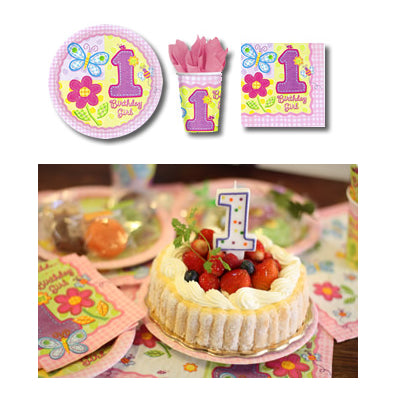 女の子の1歳誕生日用テーブルウエア3点セット【OPテーブルウエア3点セット:1歳誕生日女の子】<セットに追加なら送料無料>