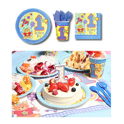 男の子の1歳誕生日用テーブルウエア3点セット【OPテーブルウエア3点セット:1歳誕生日男の子】<セットに追加なら送料無料>
