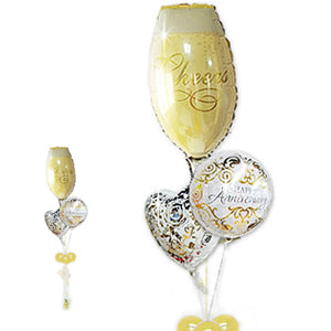 記念日祝いギフト｜シャンパン - 記念日クラシック シャンパングラス3バルーンセット<補充用ヘリウムガス付・本州送料無料>