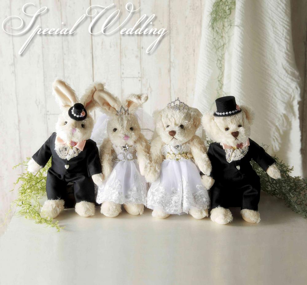 結婚式へ テディベア ウェディング ベア うさぎ ボタニカル 電報 結婚式 ウェルカム おしゃれ 花 ー ぬいぐるみバルーンラッピングギフト:選べる!スペシャルウェディング<花レース緑くすみ>