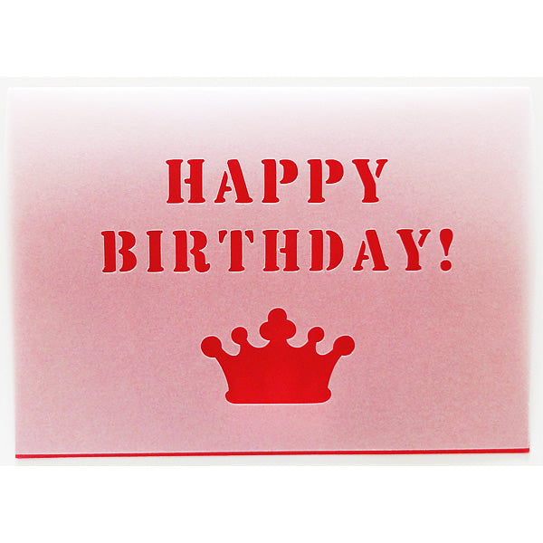 無料カードからアップグレード♪【OPカード二つ折りカッティング誕生日クラウン(赤)】