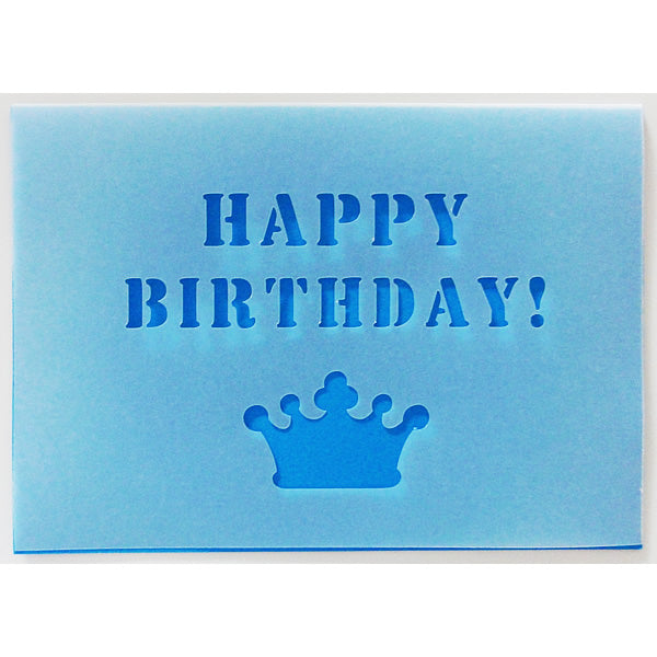 無料カードからアップグレード♪【OPカード二つ折りカッティング誕生日クラウン(青)】