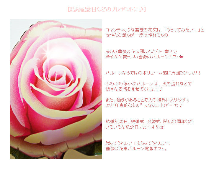 結婚記念日のサプライズにバラの花のバルーン - 記念日クラシック&ピンクローズ6バルーンセット<補充用ヘリウムガス付・本州送料無料>