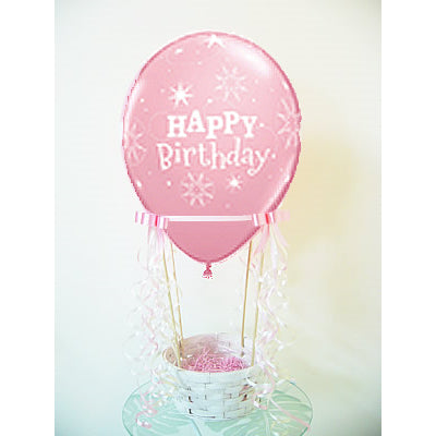 キラリ☆スパークル柄の気球でお誕生日祝い♪桃色のお祝い 百寿紀寿のお祝い - 気球バルーンセット: 誕生日スパークル　ピンク<本州送料
