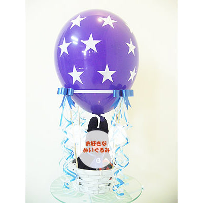 紫色の星柄の気球。アメリカンな雰囲気で贈り物 誕生日 プレゼント お祝い 古希 喜寿 卒寿にも - 気球バルーンセット: ビッグスター パー