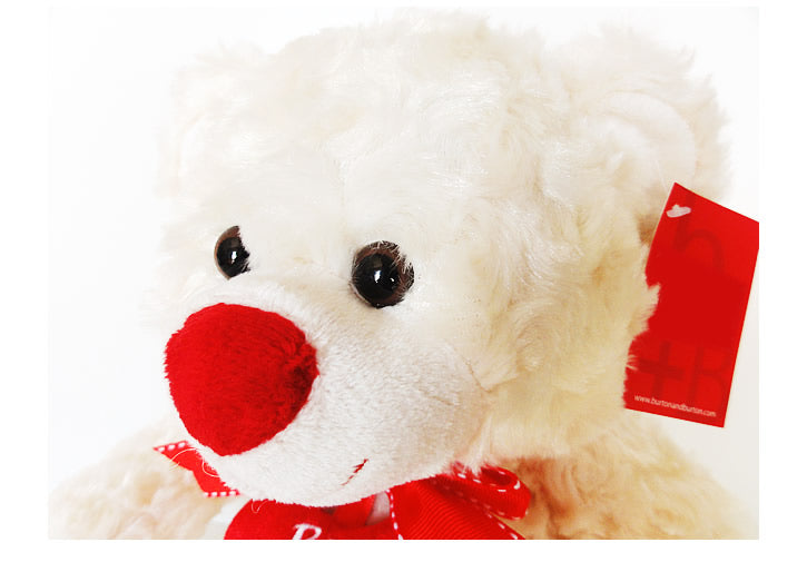 結婚祝いや誕生日に喜ばれるぬいぐるみの祝電 - ハートベア<アイボリー>のぬいぐるが運ぶ♪ワンバルーンセット<補充用ヘリウムガス付>