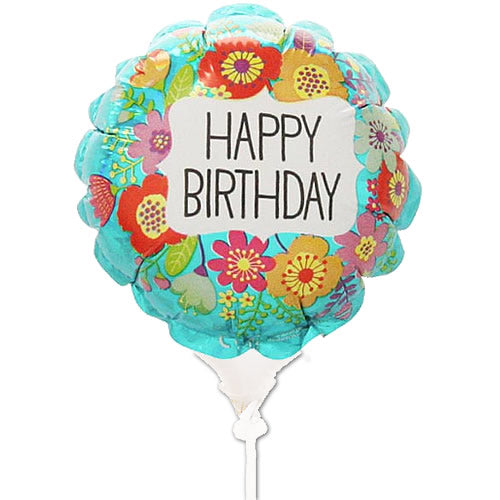 【選択用スティックバルーン】STHB誕生日ワイルドフラワー 10cm★