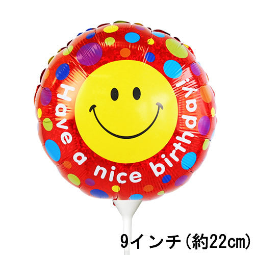 【選択用9インチバルーン】誕生日スマイルレッド 22cm★