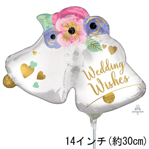 【選択用ミニシェイプバルーン】 ウエディングベルズ 30cm