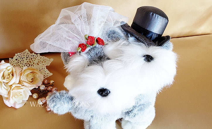 【残1個】ぬいぐるみ【ペア&キス動物ウェディング<シュナウザー>】をセットに追加する♪