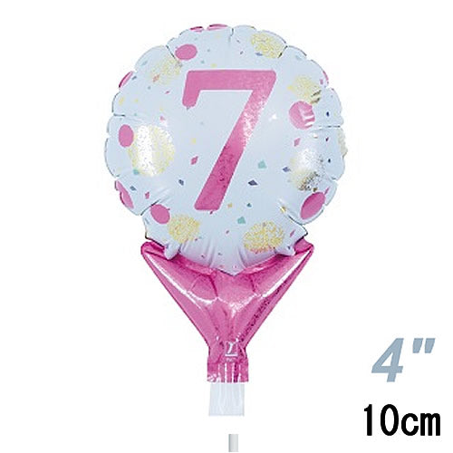 【選択用スティックバルーン】STNO4インチ数字ピンクドット「7」 10cm★