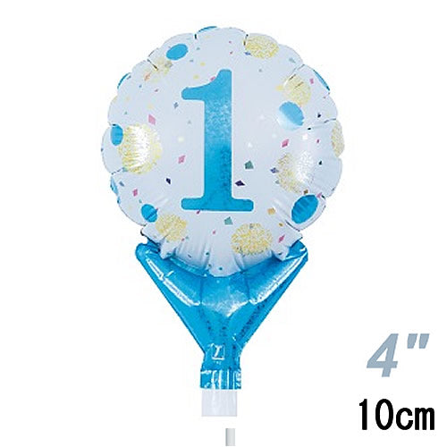 【選択用スティックバルーン】STNO4インチ数字ブルードット「1」 10cm★