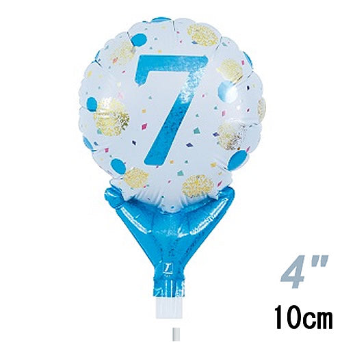 【選択用スティックバルーン】STNO4インチ数字ブルードット「7」 10cm★