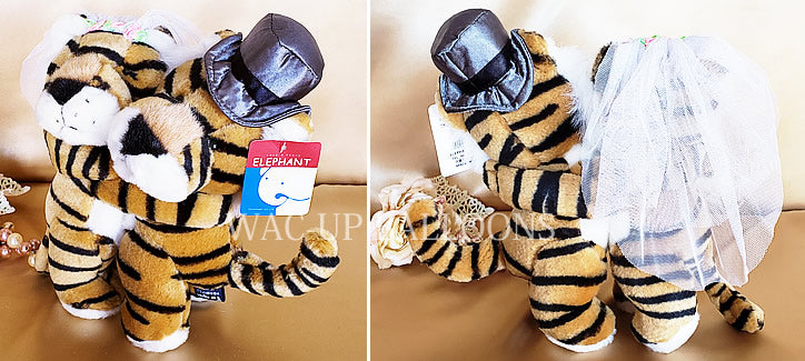 虎 結婚式 新郎新婦 おしゃれ ウェディングドール 寅 干支 電報 祝電 ー ぬいぐるみバルーンラッピングギフト【選べる9インチバルーン付き】ペア&キス動物ウェディング★トラ<ゴールド>