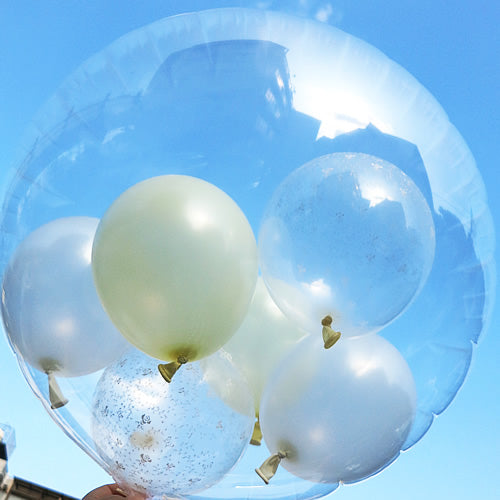 バルーンを追加【透明バルーン プチエル【L】薔薇パールアイボリー◆ 】
