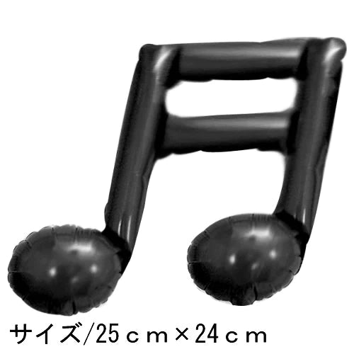 【選択用ミニシェイプバルーン】ミュージックトーンダブル黒　30cm