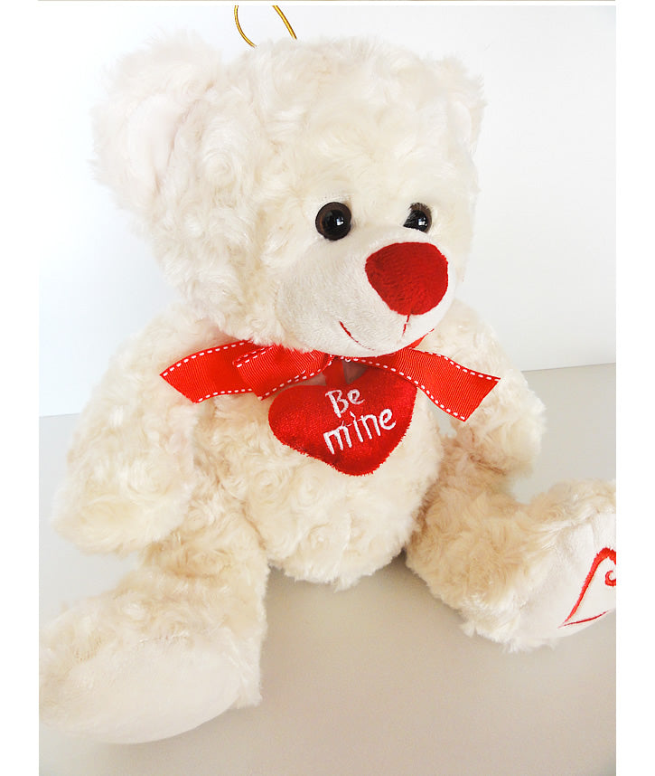 可愛すぎる!くまのぬいぐるみ電報 - ぬいぐるみバルーンラッピングギフト:ハートベア<アイボリー>