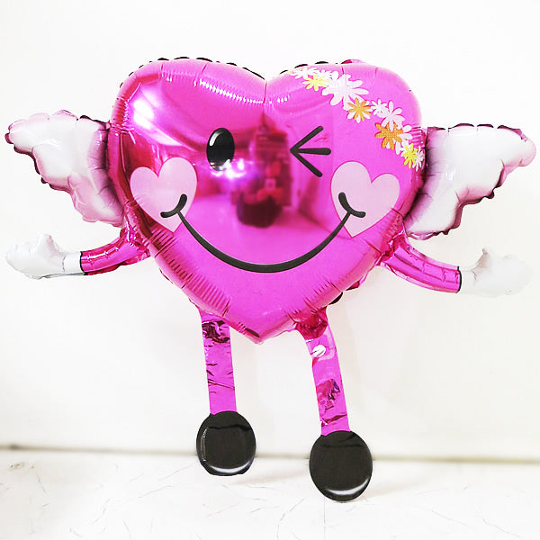 結婚式の電報祝電に天使(キューピット)が運ぶ♪ - ひょこひょこウィンクちゃんワンバルーンセット<補充用ヘリウムガス付>