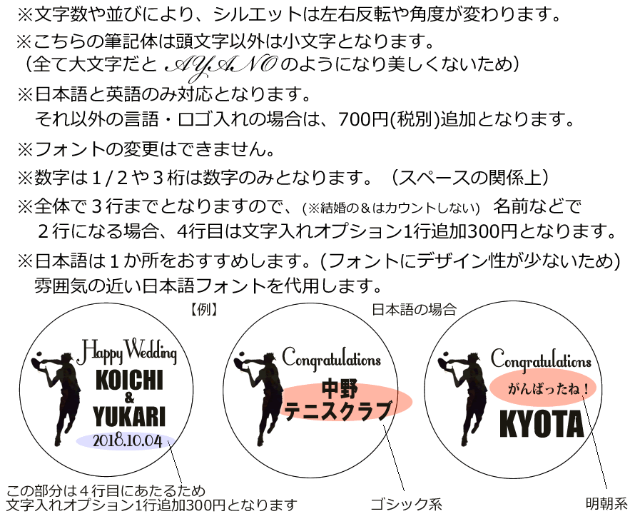 【選択用文字入れデザイン】□テニス □記念日おめでとう