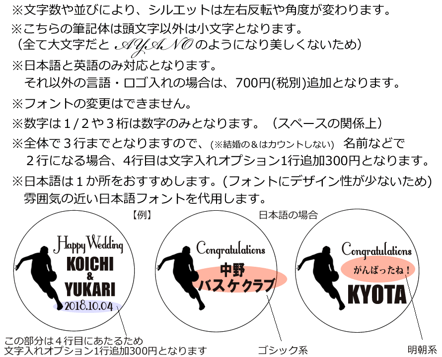 【選択用文字入れデザイン】□バスケットボール □結婚おめでとう