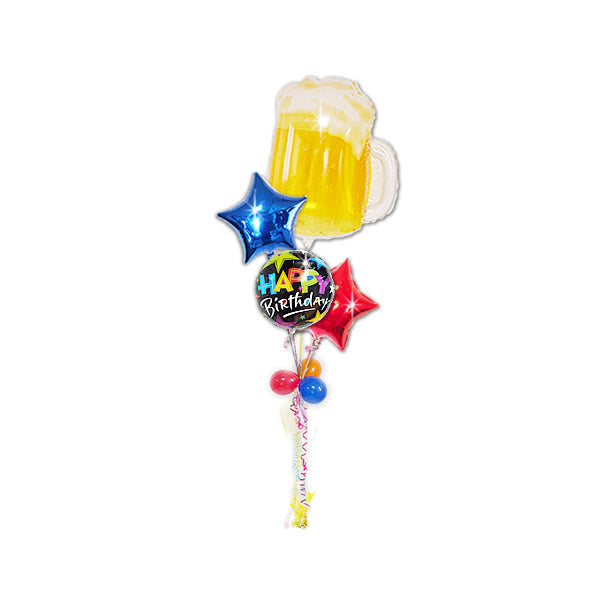 誕生日プレゼントに大好きなビールバルーン - ビールで乾杯! HBブリリアントブラック4バルーンセット <補充用ヘリウムガス付>